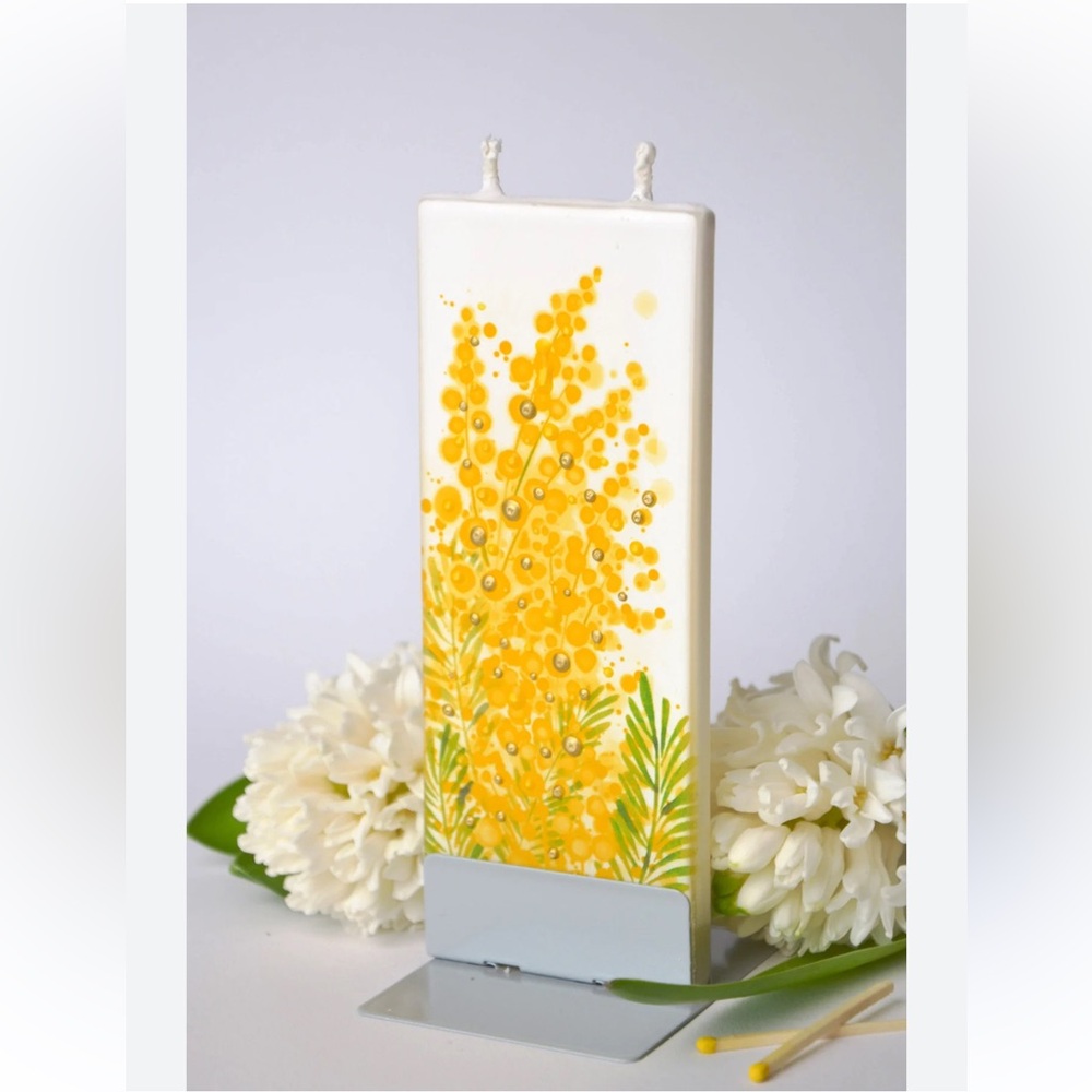 NEW Flatyz Candle - Goldenrod with Yellow Flowers | Flatyz Hand Painted Candle